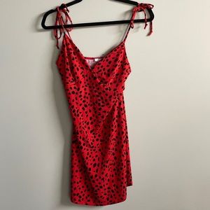 Red leopard dress